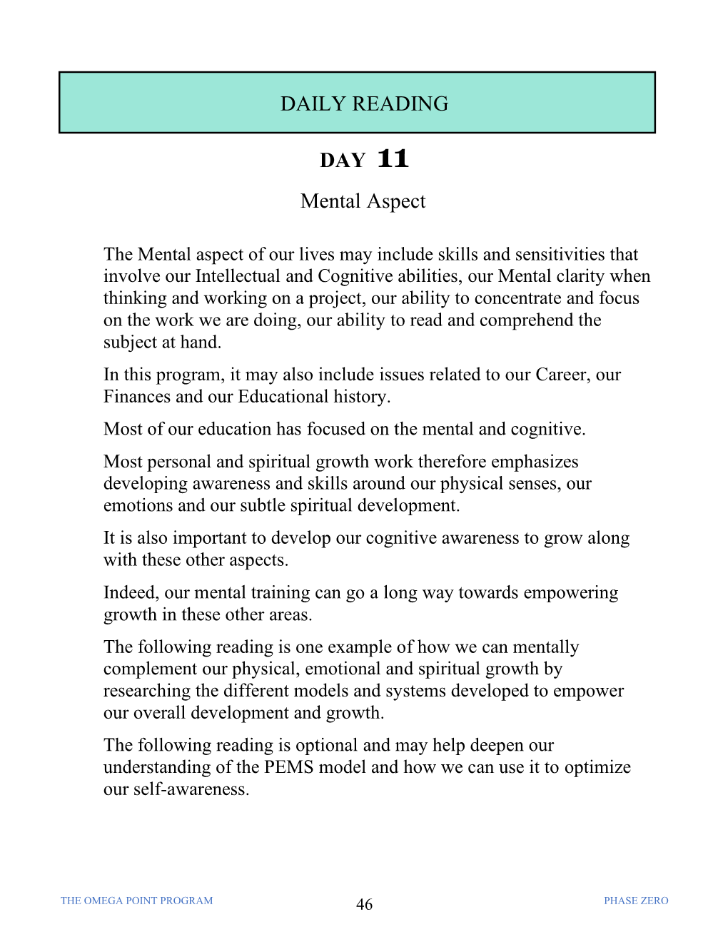 DAILY READING DAY 11 Mental Aspect