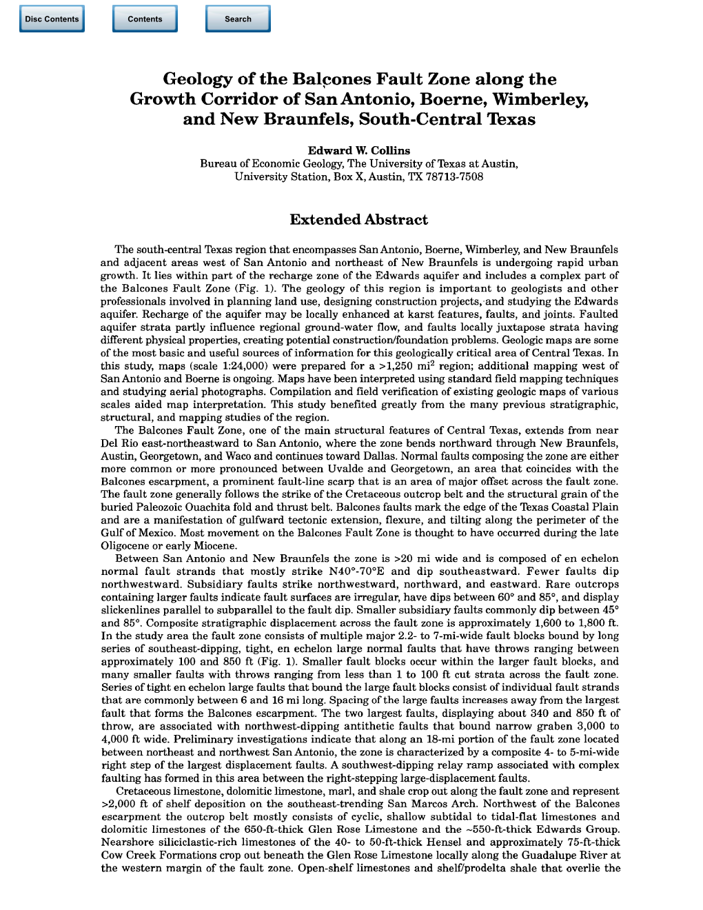 Geology of the Balcones Fault Zone Along the Growth Corridor of San Antonio, Boerne, Wimberley, and New Braunfels, South-Central Texas