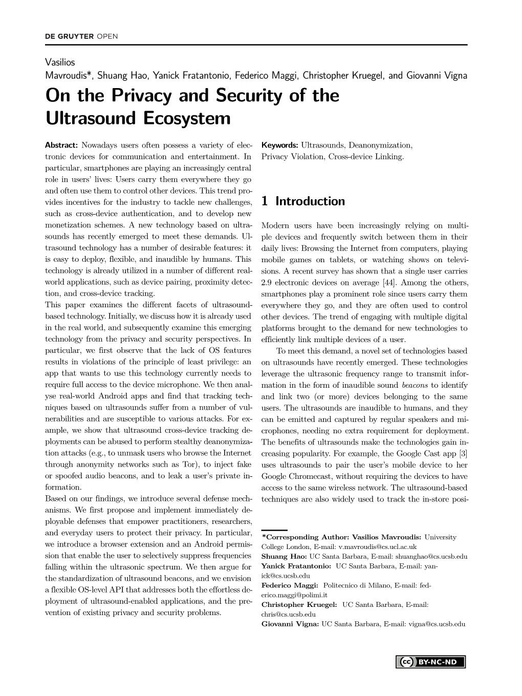 Ultrasound-Based Cross-Device Tracking