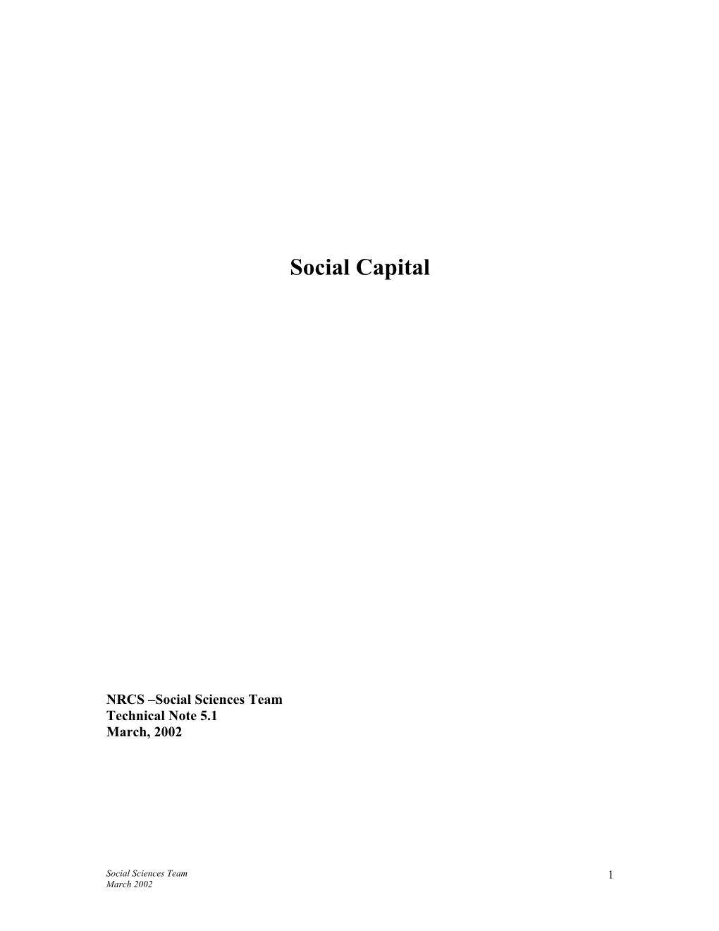 Evaluation of Social Capital in U