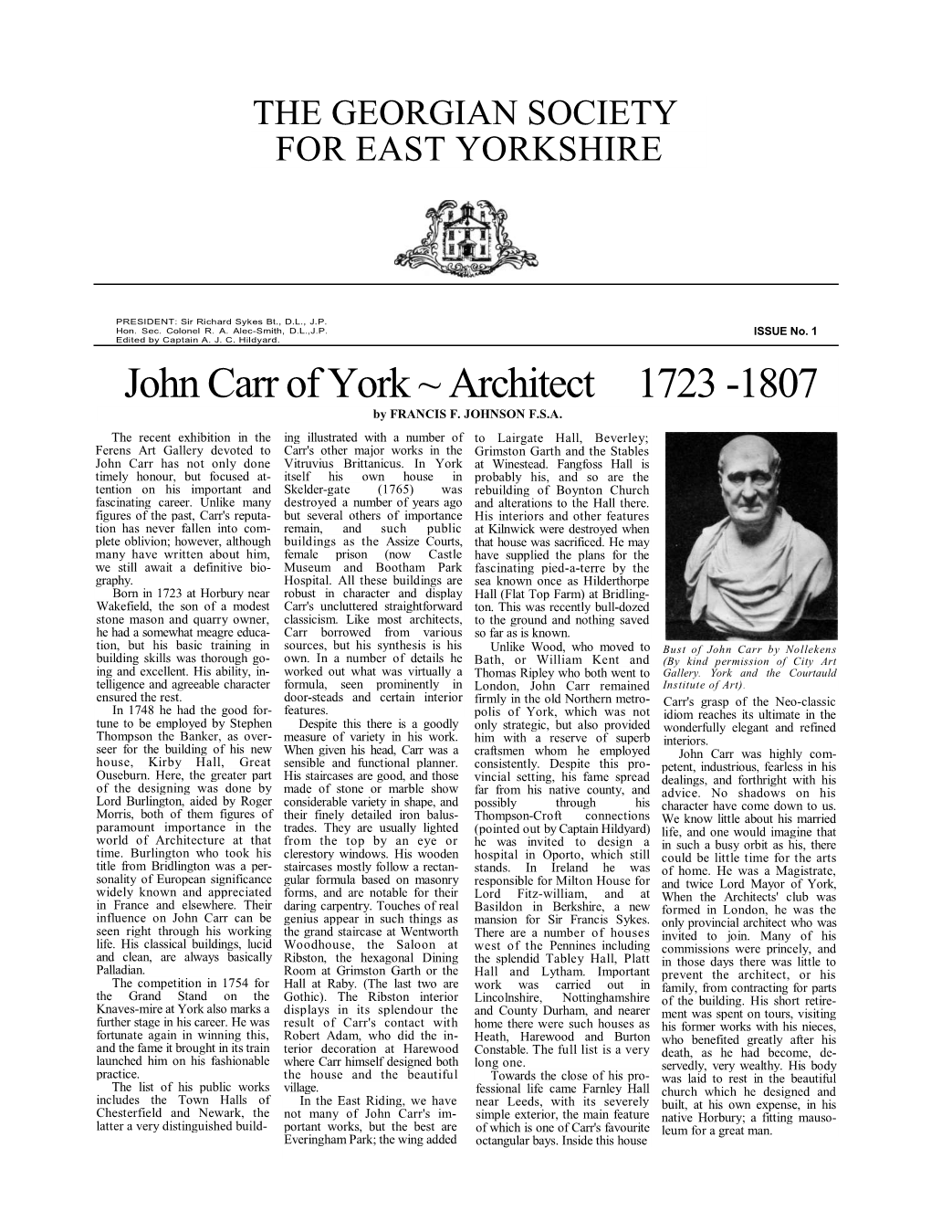John Carr of York ~ Architect 1723 -1807 by FRANCIS F