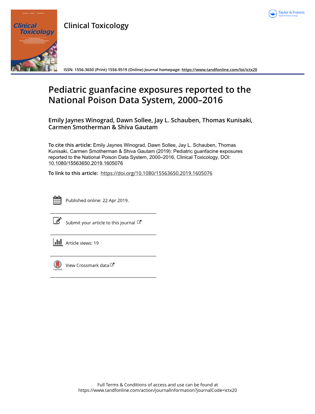 Pediatric Guanfacine Exposures Reported to the National Poison Data System, 2000–2016