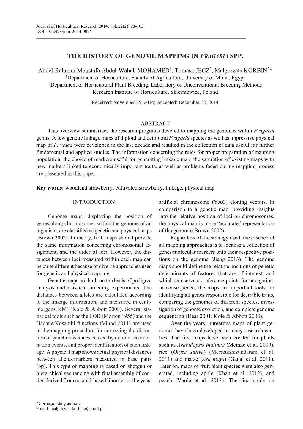 The History of Genome Mapping in Fragaria Spp