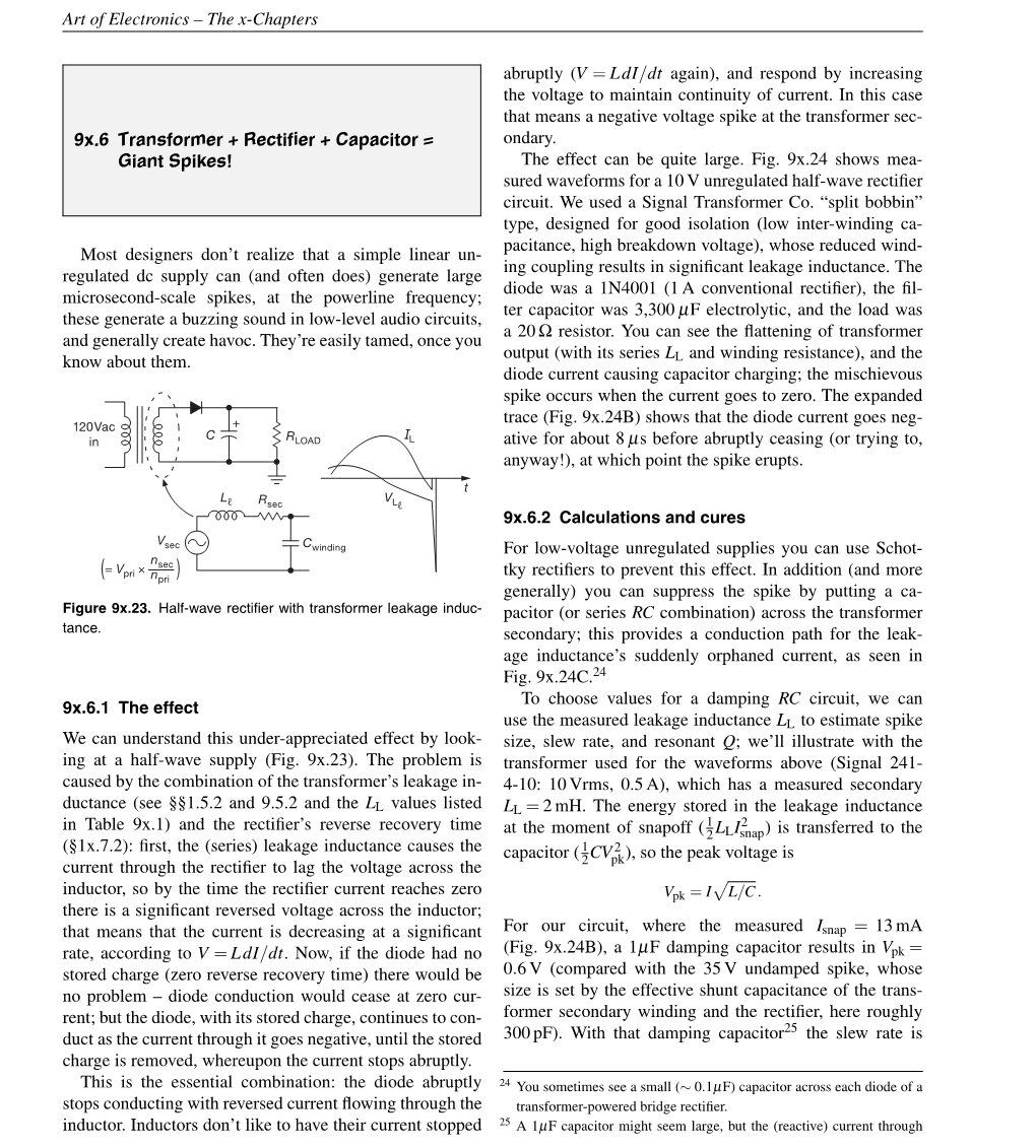 The X-Chapters 9X.6 Transformer + Rectifier + Capacitor = Giant Spikes!