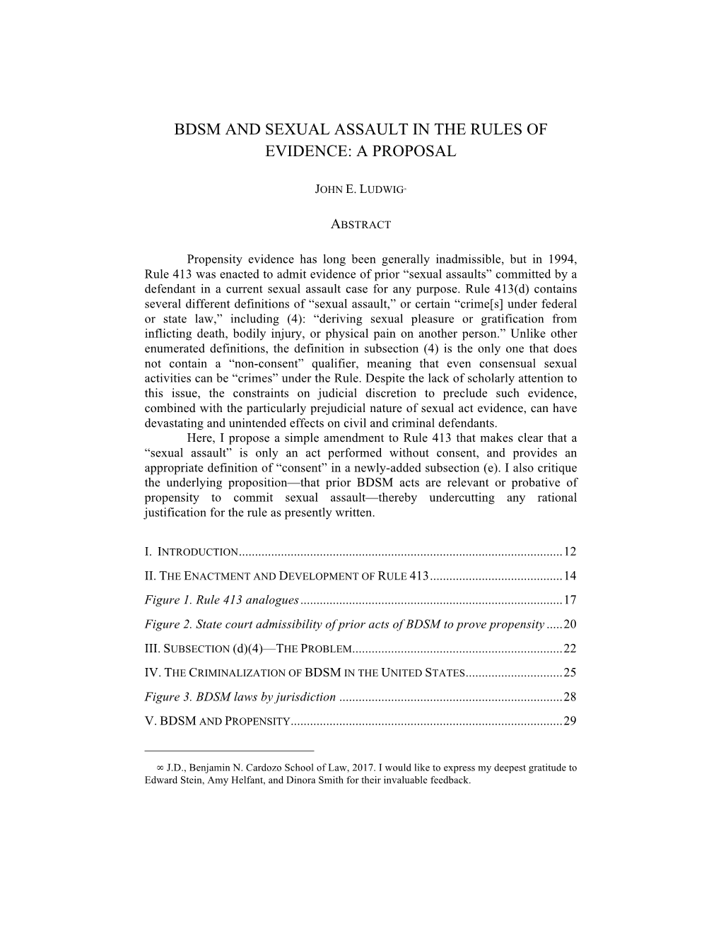 Bdsm and Sexual Assault in the Rules of Evidence: a Proposal