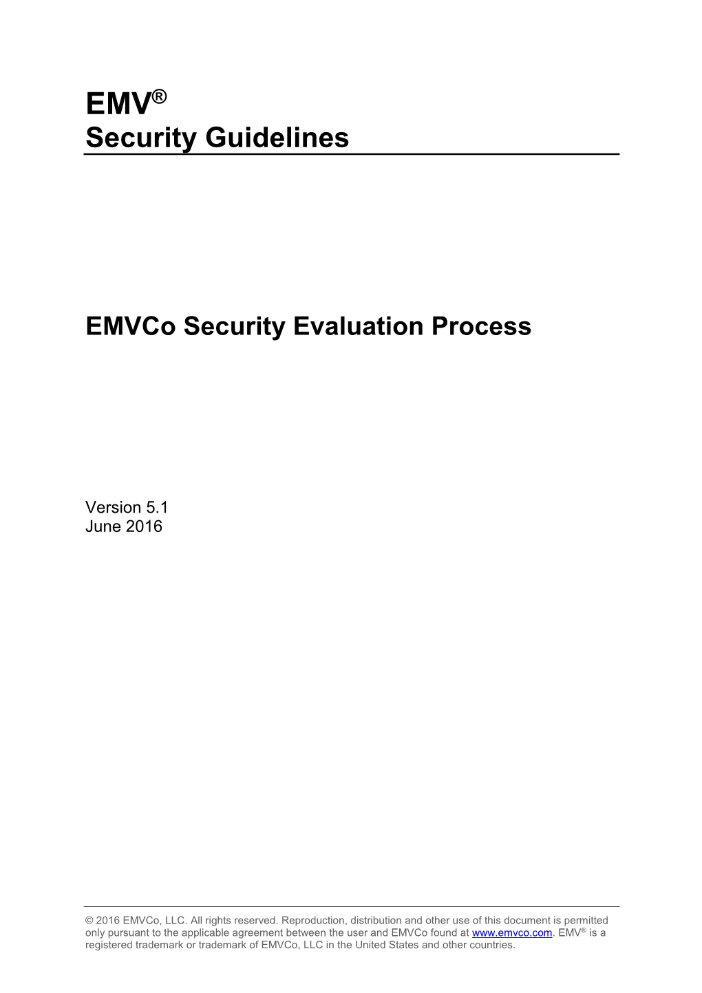 Emvco Security Evaluation Process V5.1 Page 2 / 38