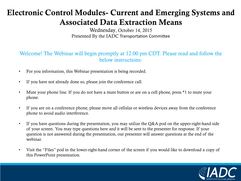 Electronic Control Modules- Current and Emerging Systems And