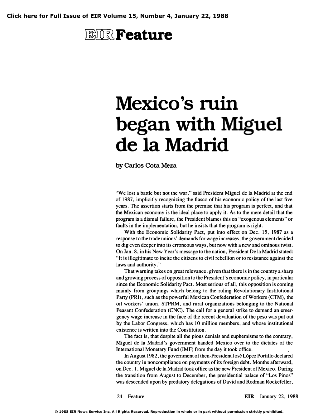 Mexico's Ruin Began with Miguel De La Madrid