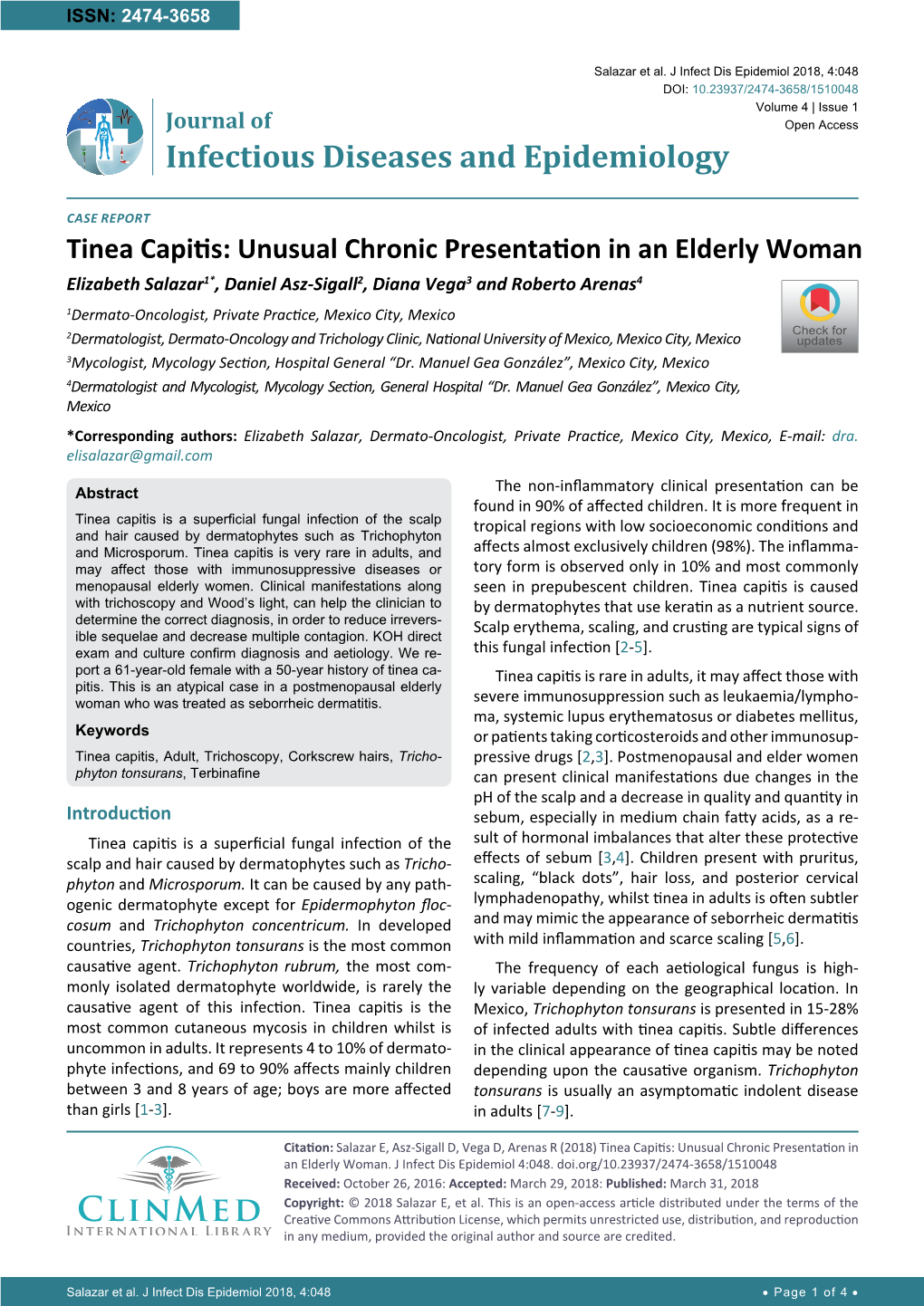 Tinea Capitis: Unusual Chronic Presentation in an Elderly Woman