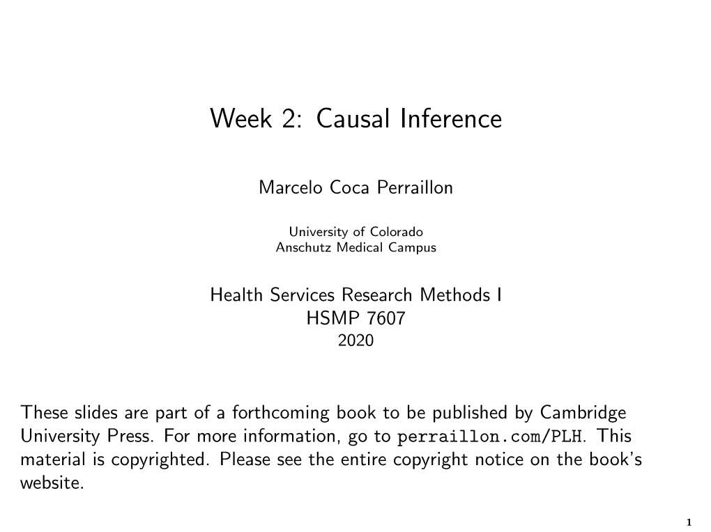 Week 2: Causal Inference