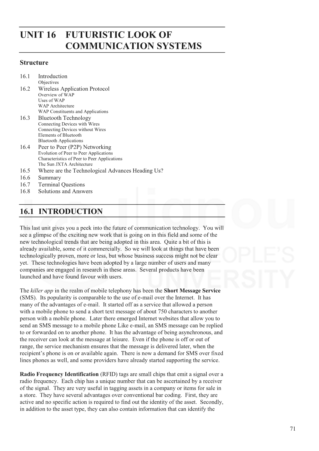 Proposed Syllabus for Communication Physics