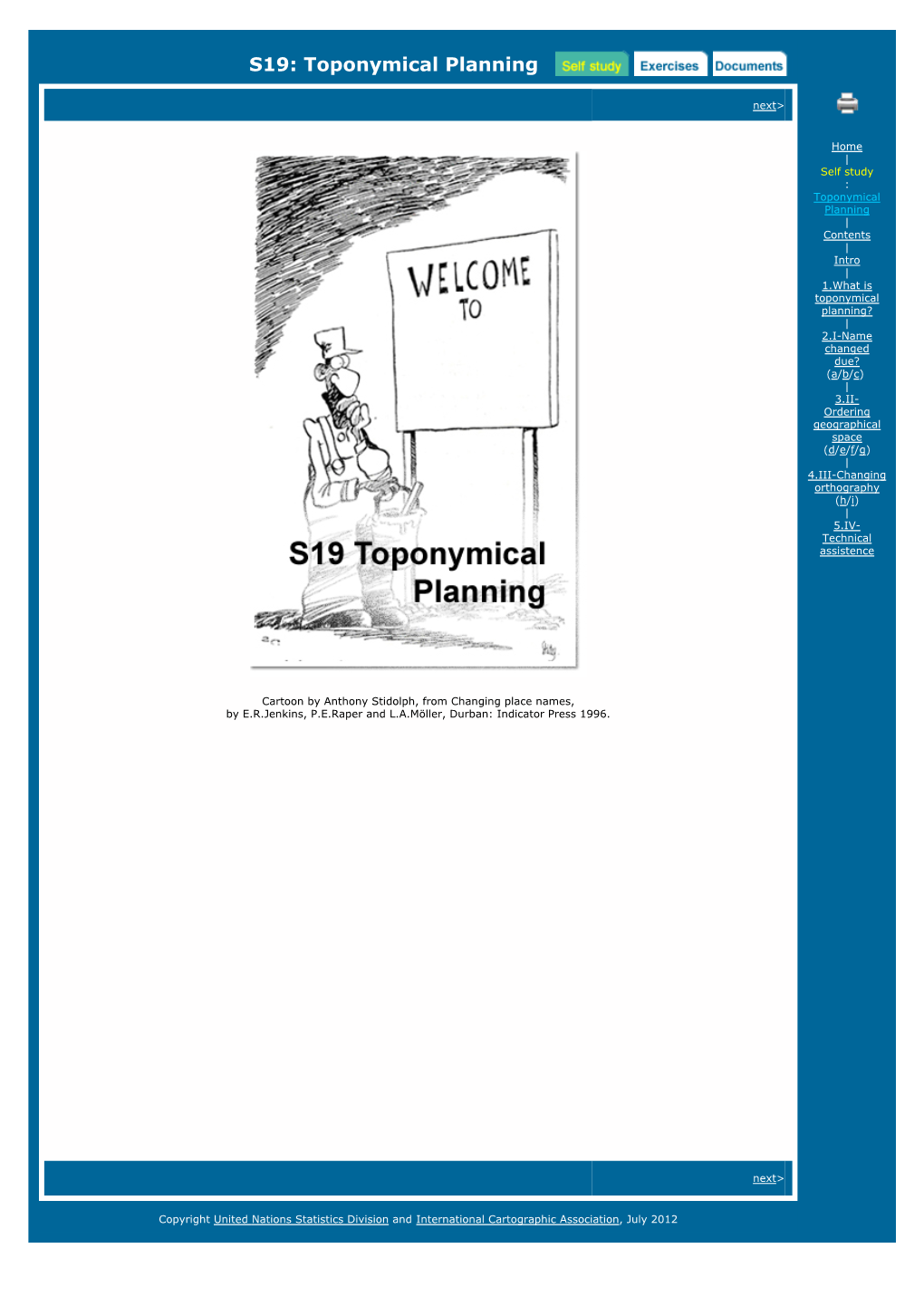 S19: Toponymical Planning