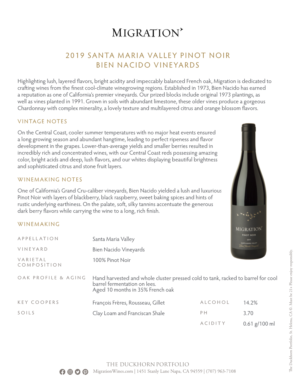 2019 Santa Maria Valley Pinot Noir Bien Nacido Vineyards