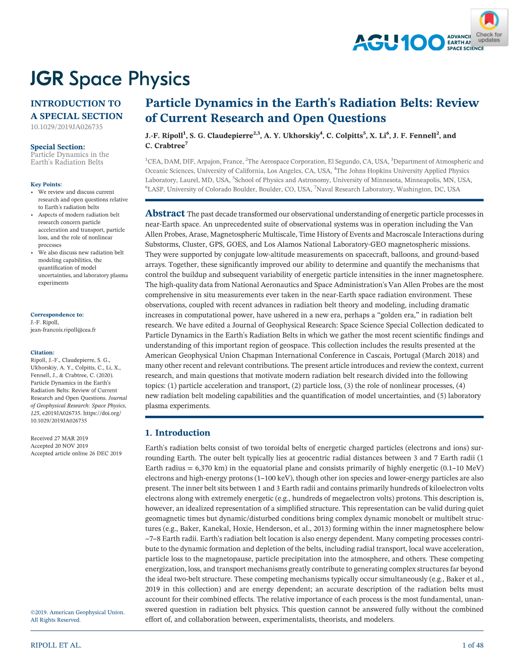 Particle Dynamics in the Earth's Radiation Belts: Review of Current