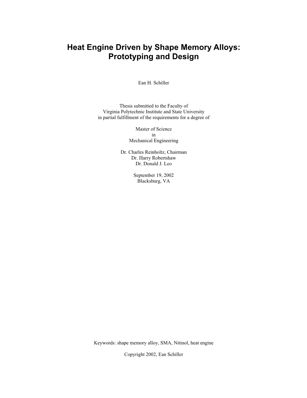 Heat Engine Driven by Shape Memory Alloys: Prototyping and Design