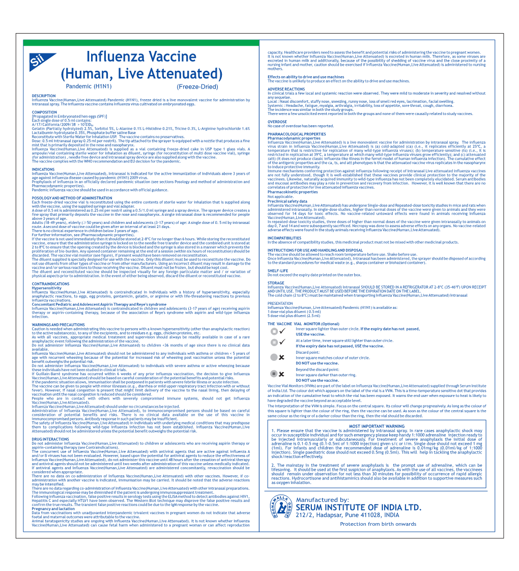 Influenza Whoinsert Generic Name As on 080710