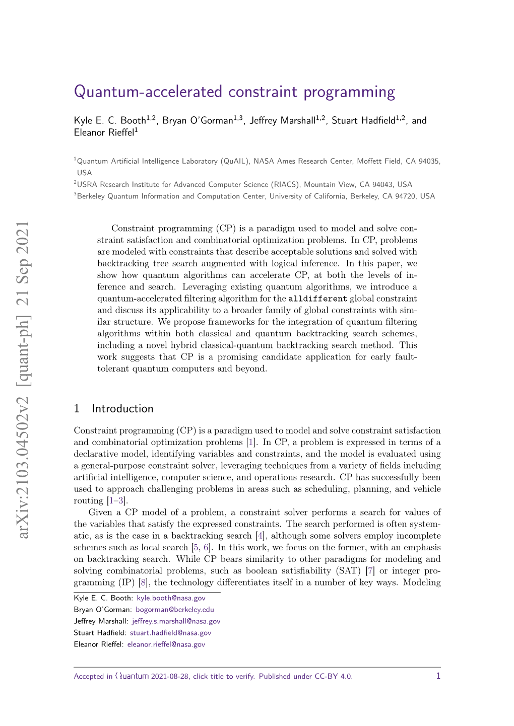 Quantum-Accelerated Constraint Programming