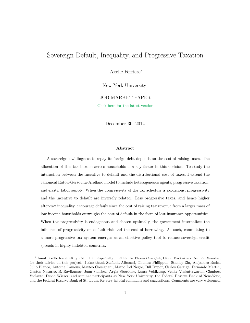 Sovereign Default, Inequality, and Progressive Taxation
