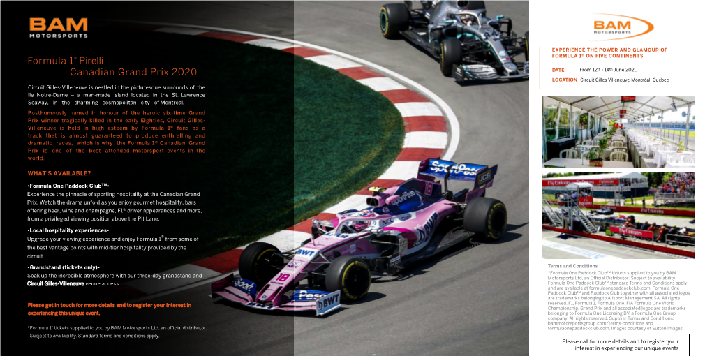 Formula 1® Pirelli Canadian Grand Prix 2020