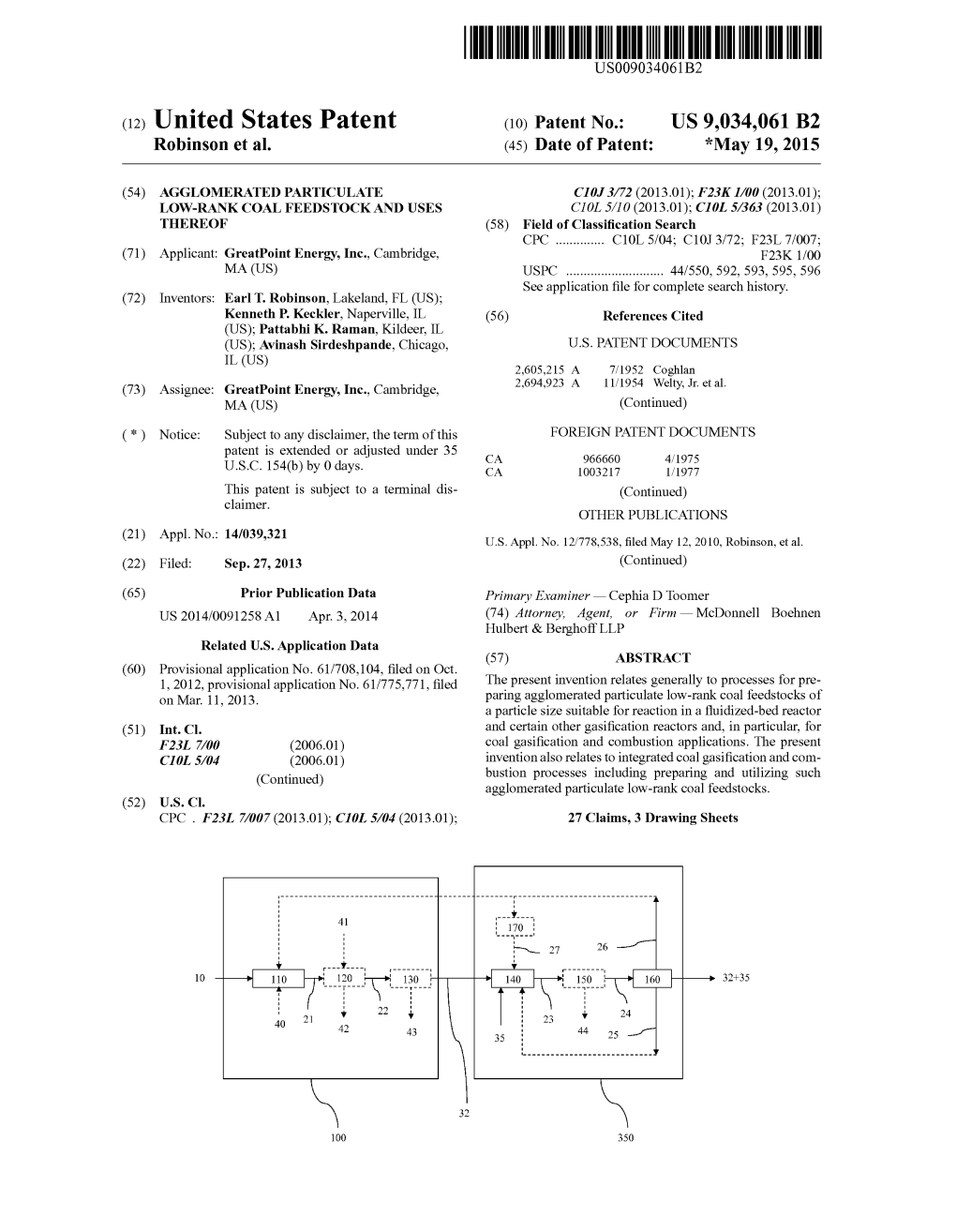 (12) United States Patent (10) Patent No.: US 9,034,061 B2 Robinson Et Al