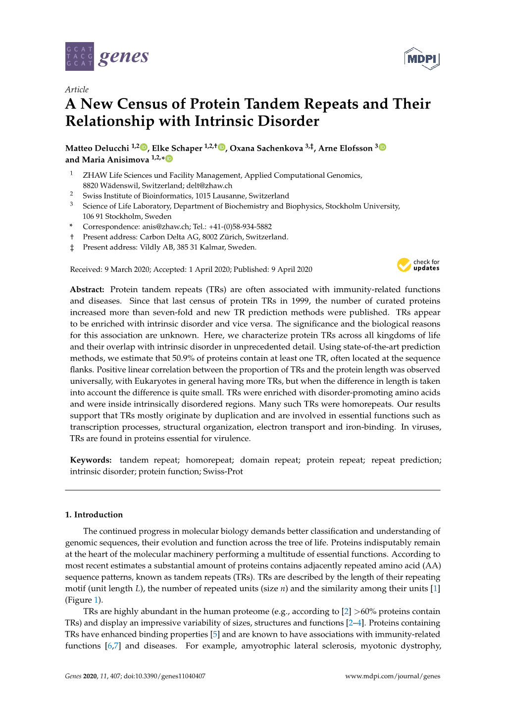 A New Census of Protein Tandem Repeats and Their Relationship with Intrinsic Disorder