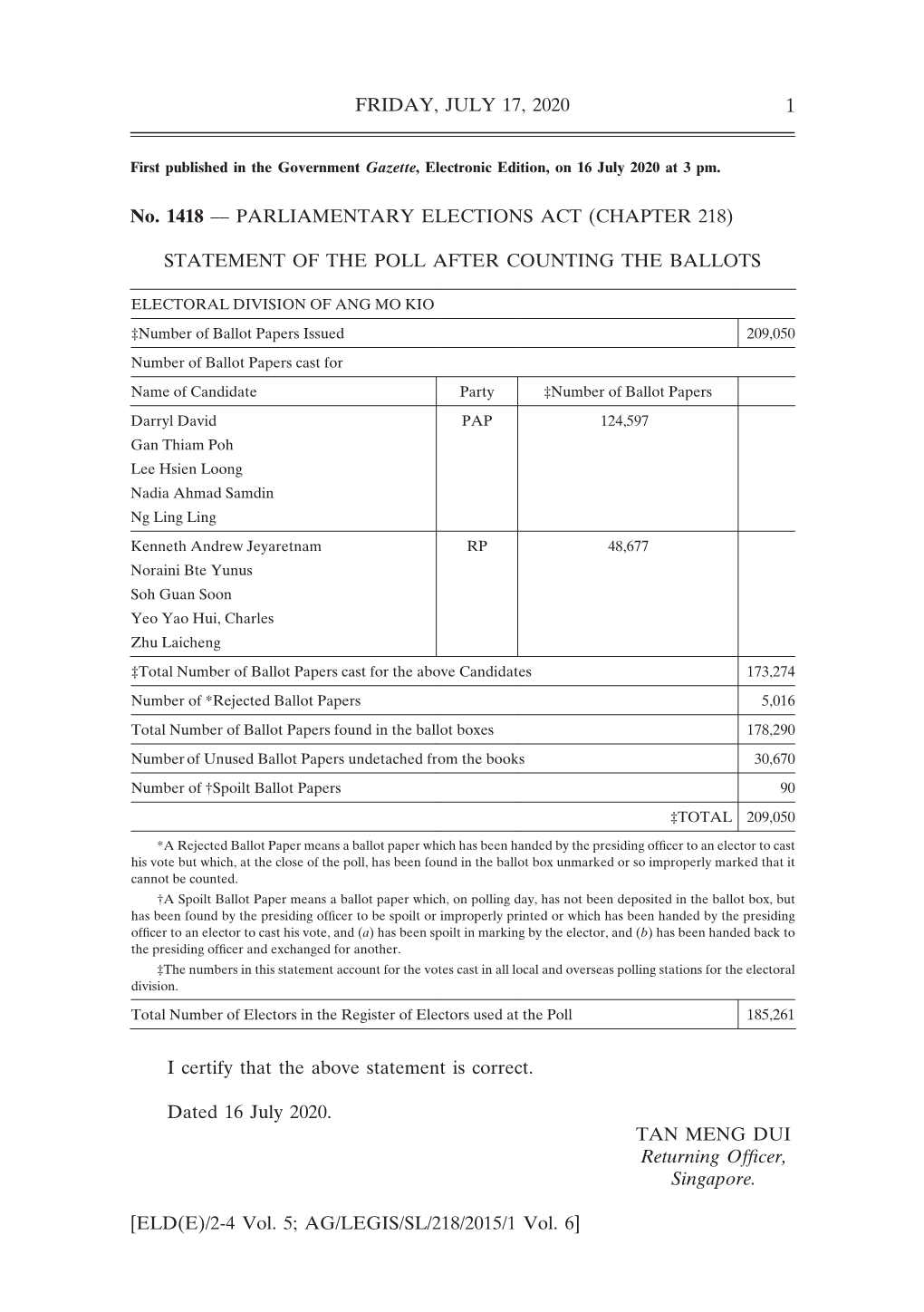 Parliamentary Elections Act (Chapter 218)