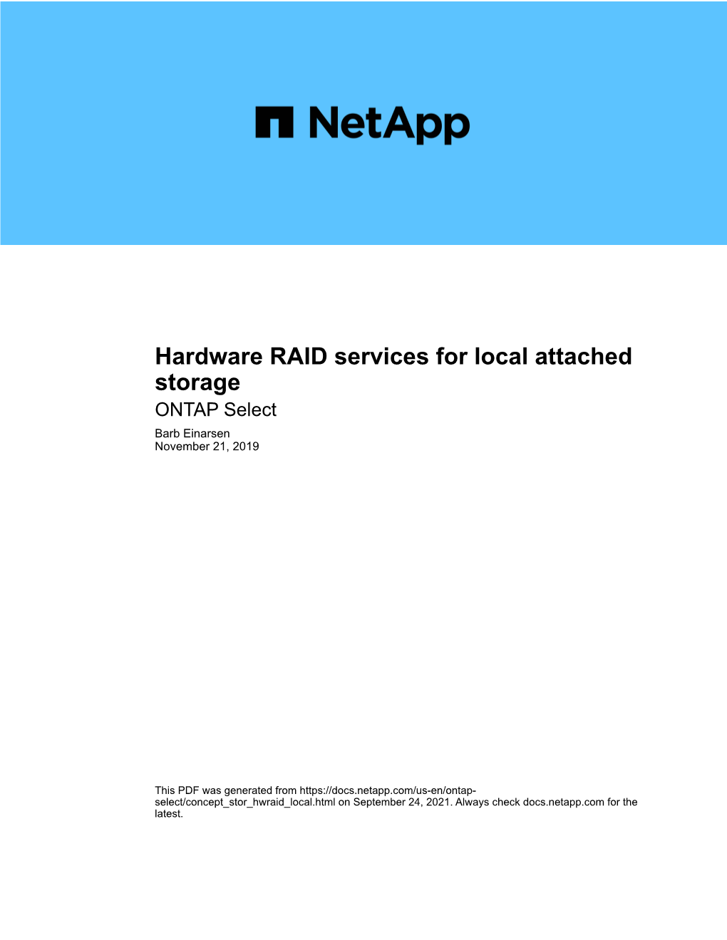 Hardware RAID Services for Local Attached Storage : ONTAP Select