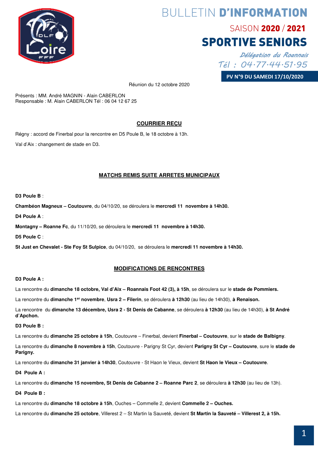 Bulletin D'information Sportive Seniors