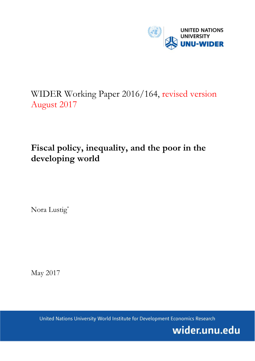 Fiscal Policy, Inequality and the Poor in the Developing World’