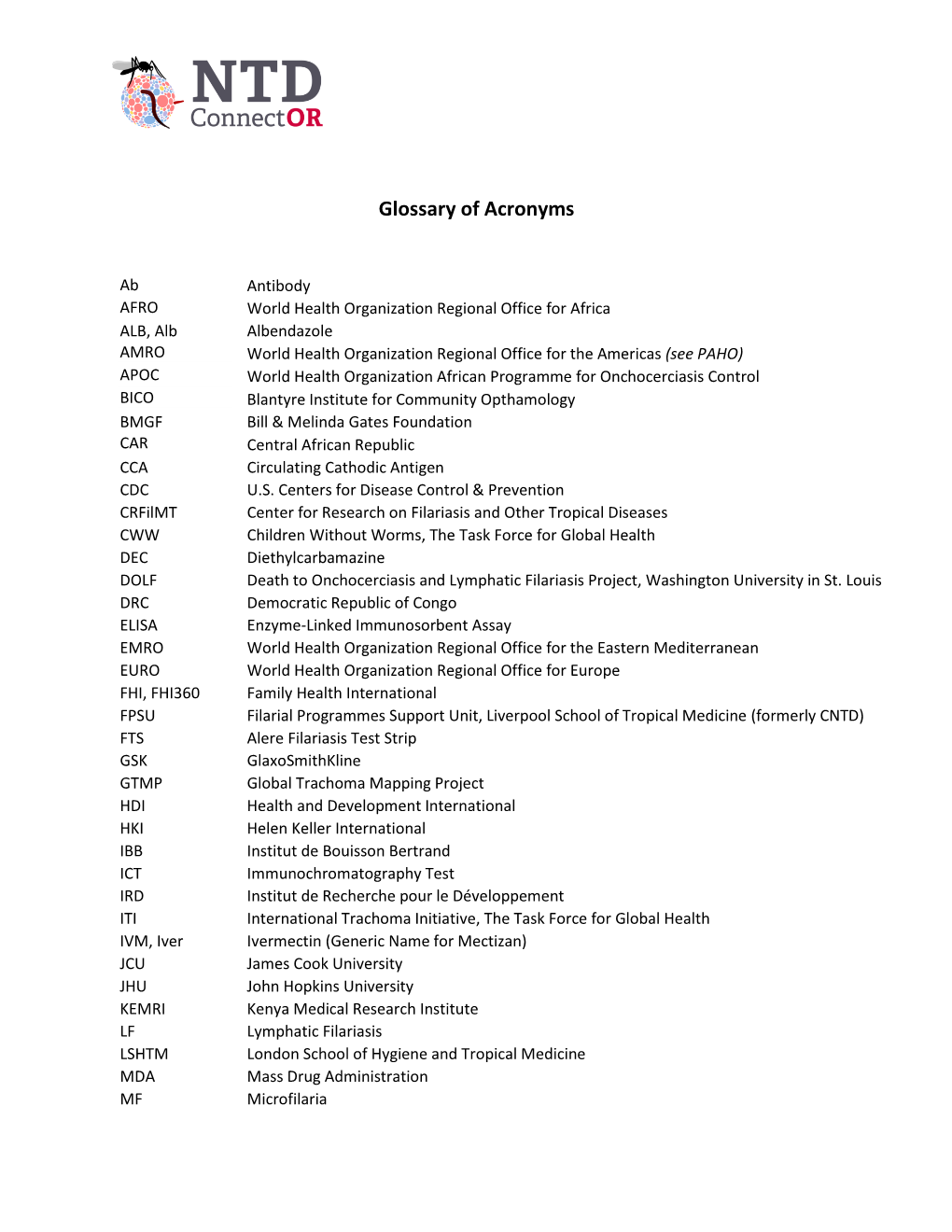 Glossary of Acronyms