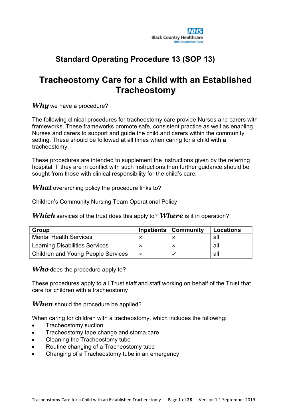 Tracheostomy Care for a Child with an Established Tracheostomy