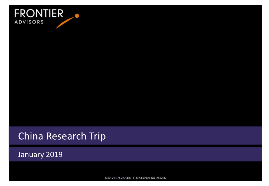 China Research Trip – UBS Greater China Conference