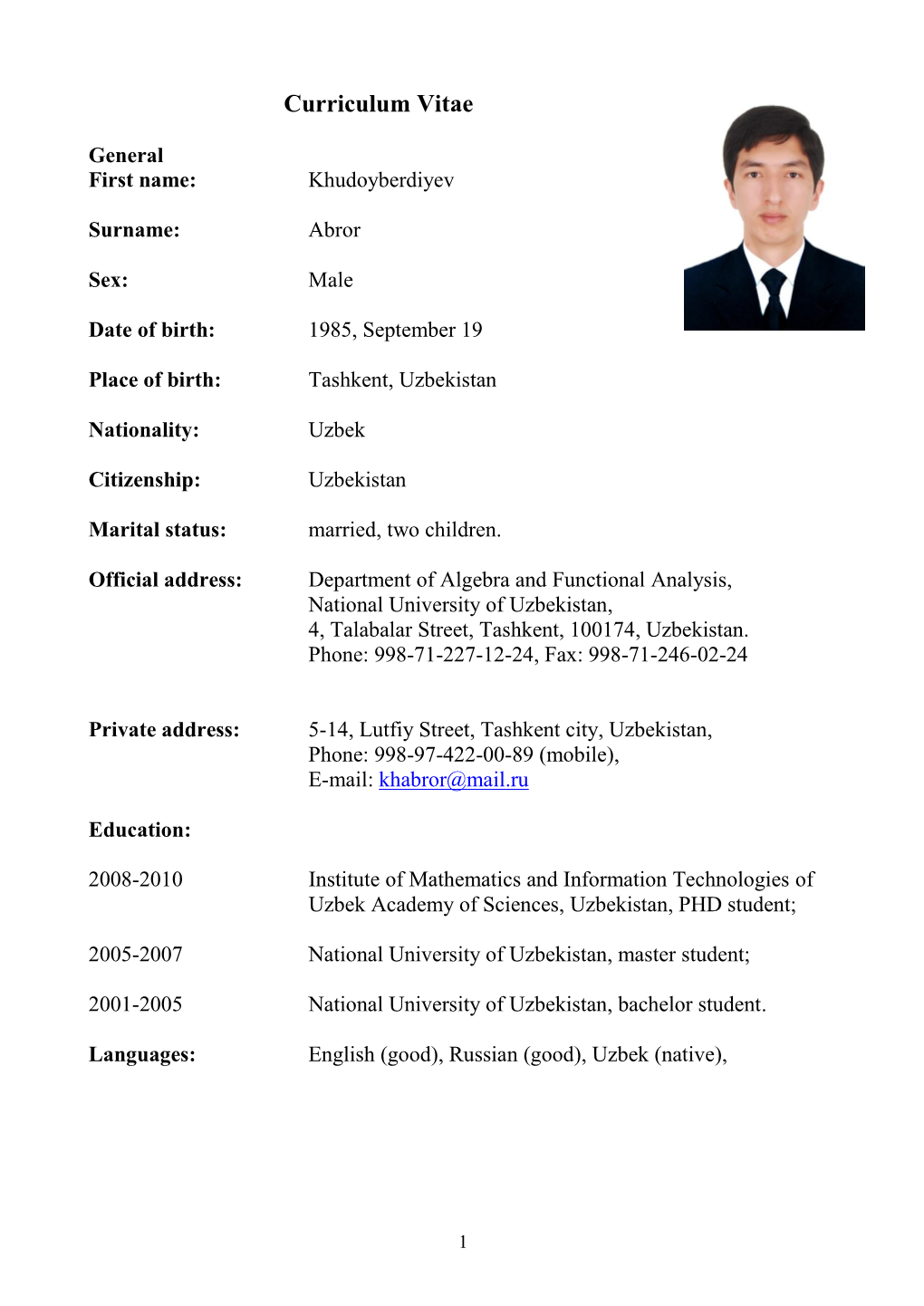 Curriculum Vitae