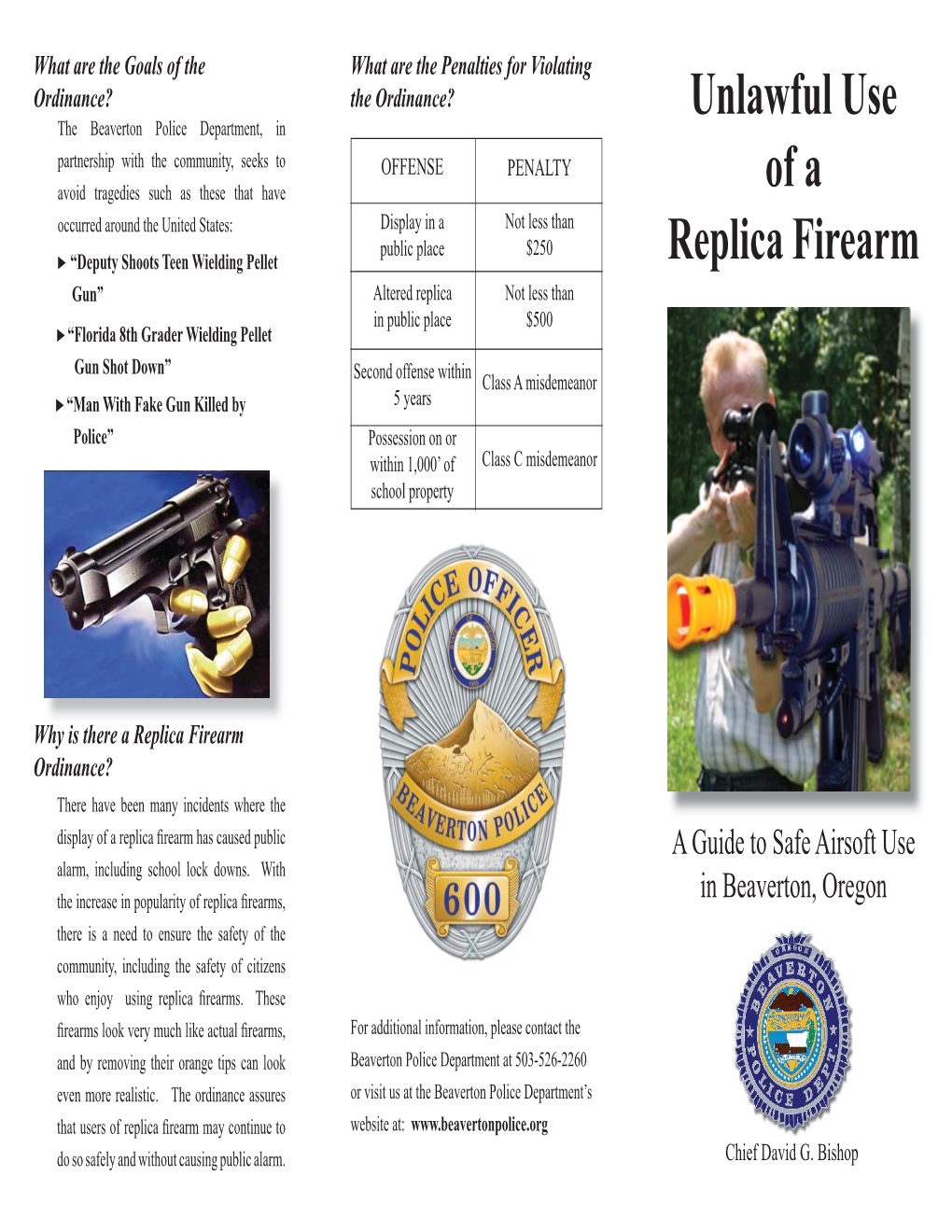 Replica Firearm Ordinance Brochure