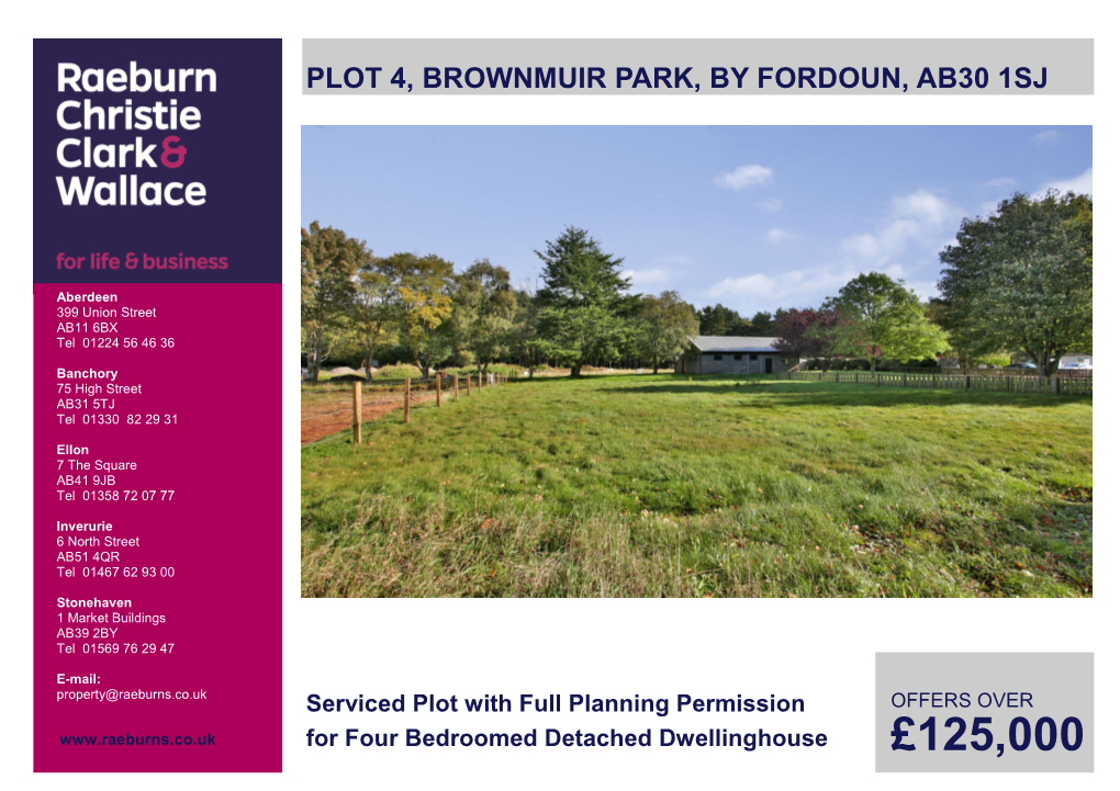 Plot 4, Brownmuir Park, by Fordoun, Ab30 1Sj