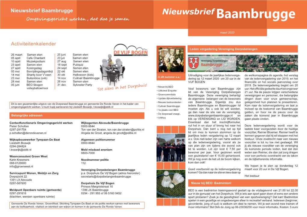 Nieuwsbrief Baambrugge