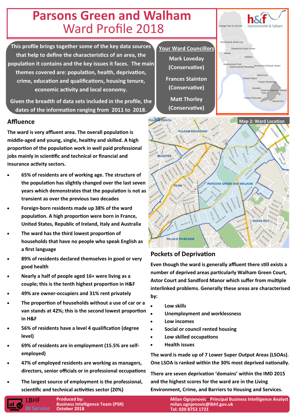 Parsons Green and Walham Ward Profile 2018