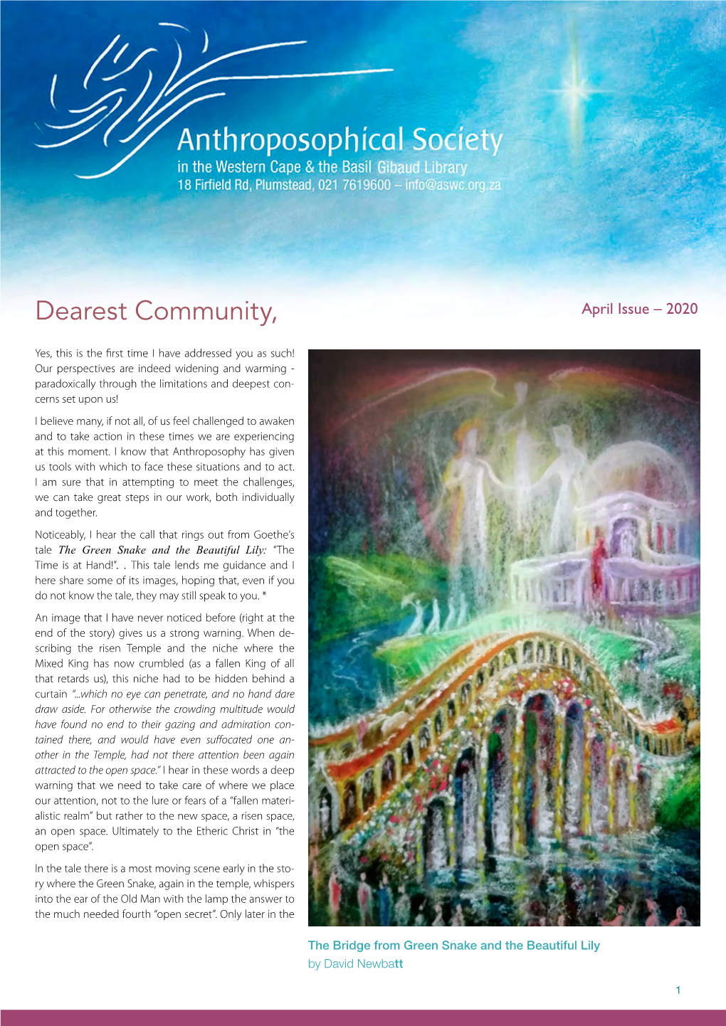 Dearest Community, April Issue – 2020