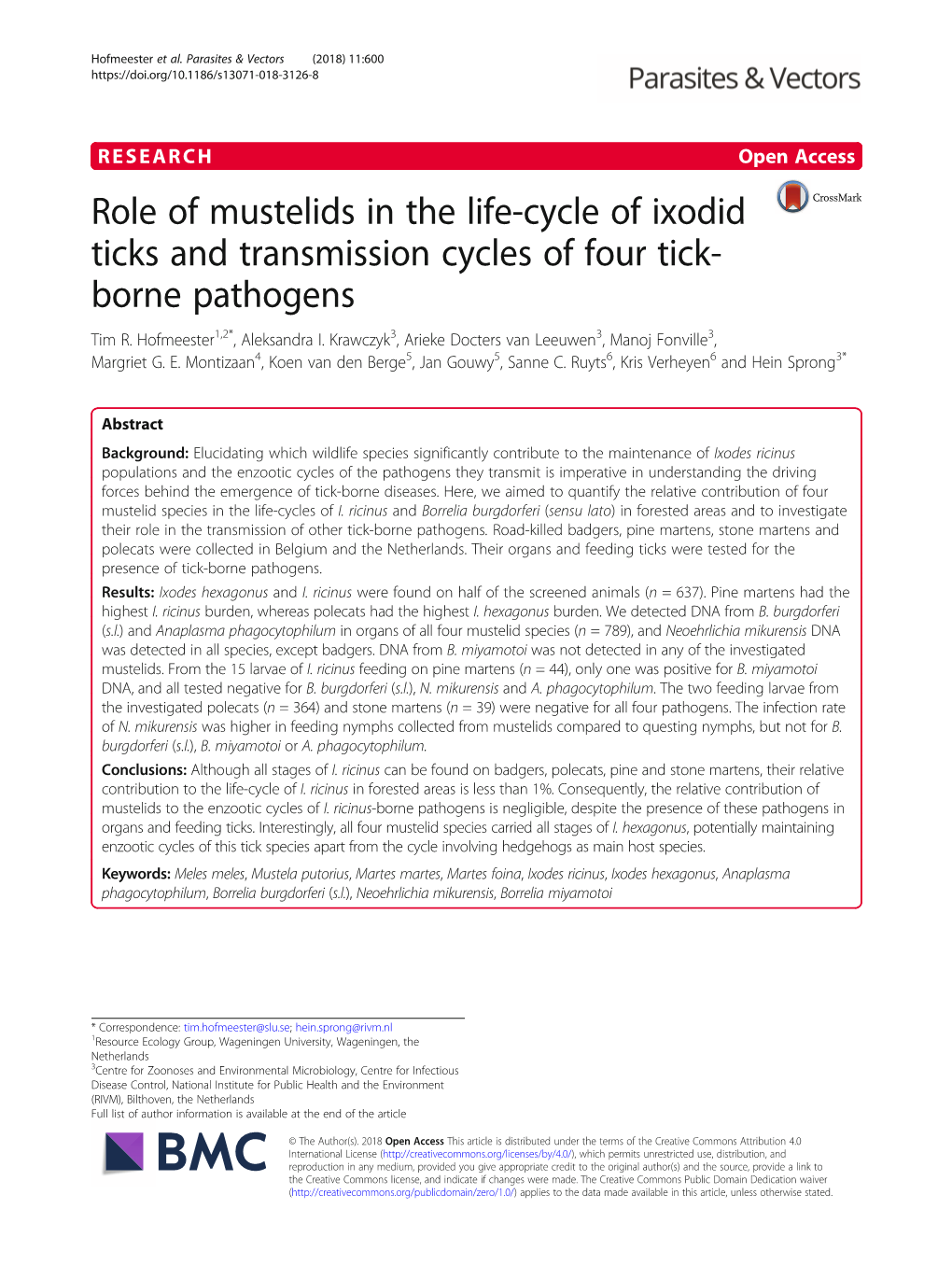 Borne Pathogens Tim R