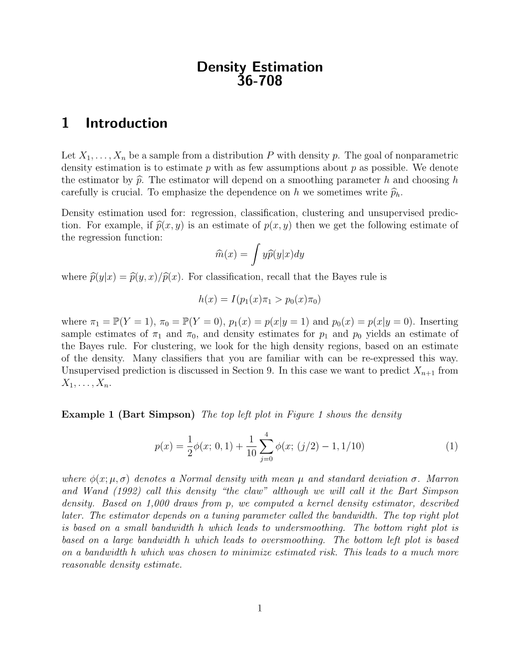 Density Estimation 36-708