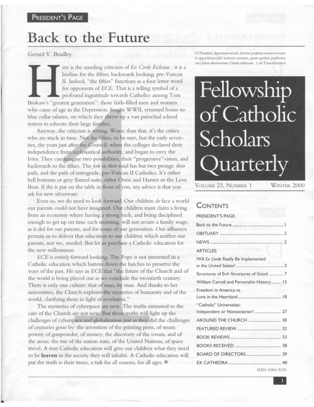 Fellowship of Catholic the Philosophy of Religion" and Banquet, Where Fr