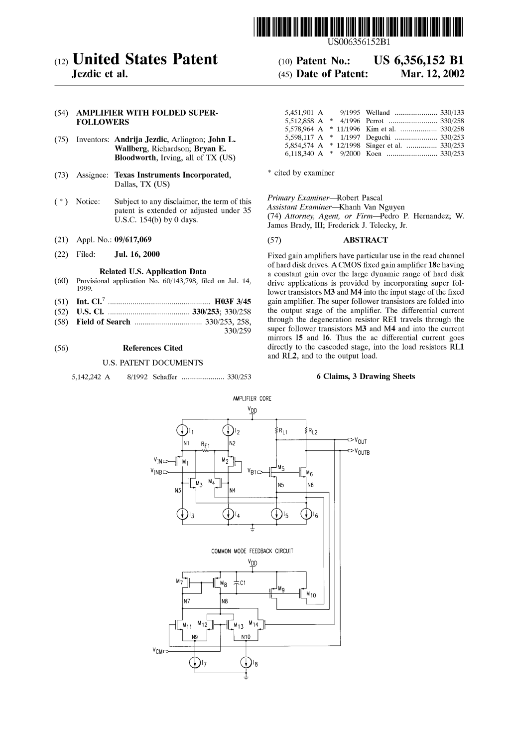 (12) United States Patent (10) Patent No.: US 6,356,152 B1 Jezdic Et Al