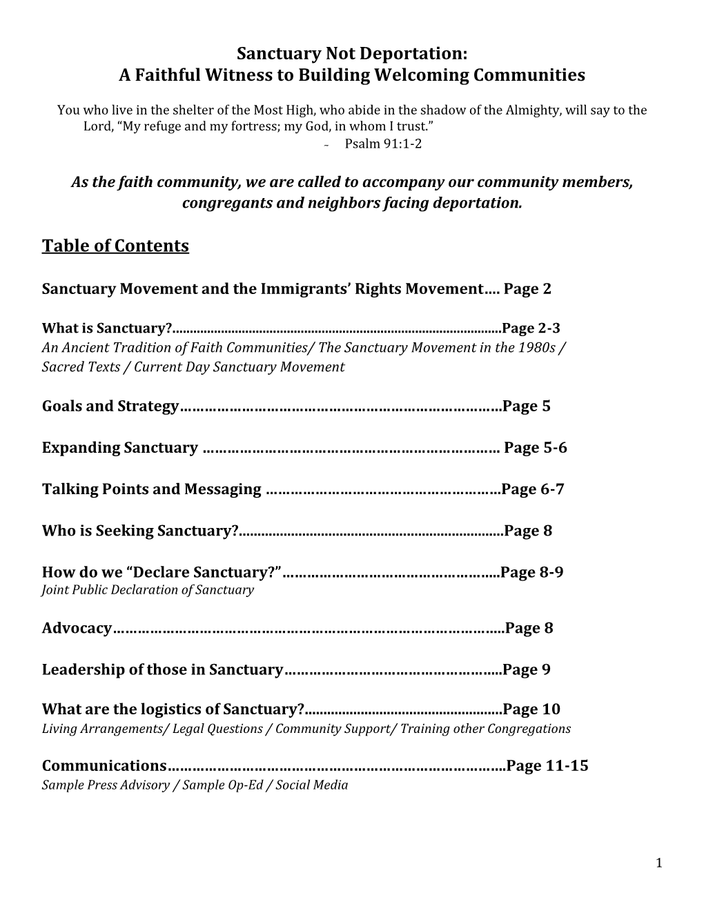 Sanctuary Not Deportation: a Faithful Witness to Building Welcoming Communities
