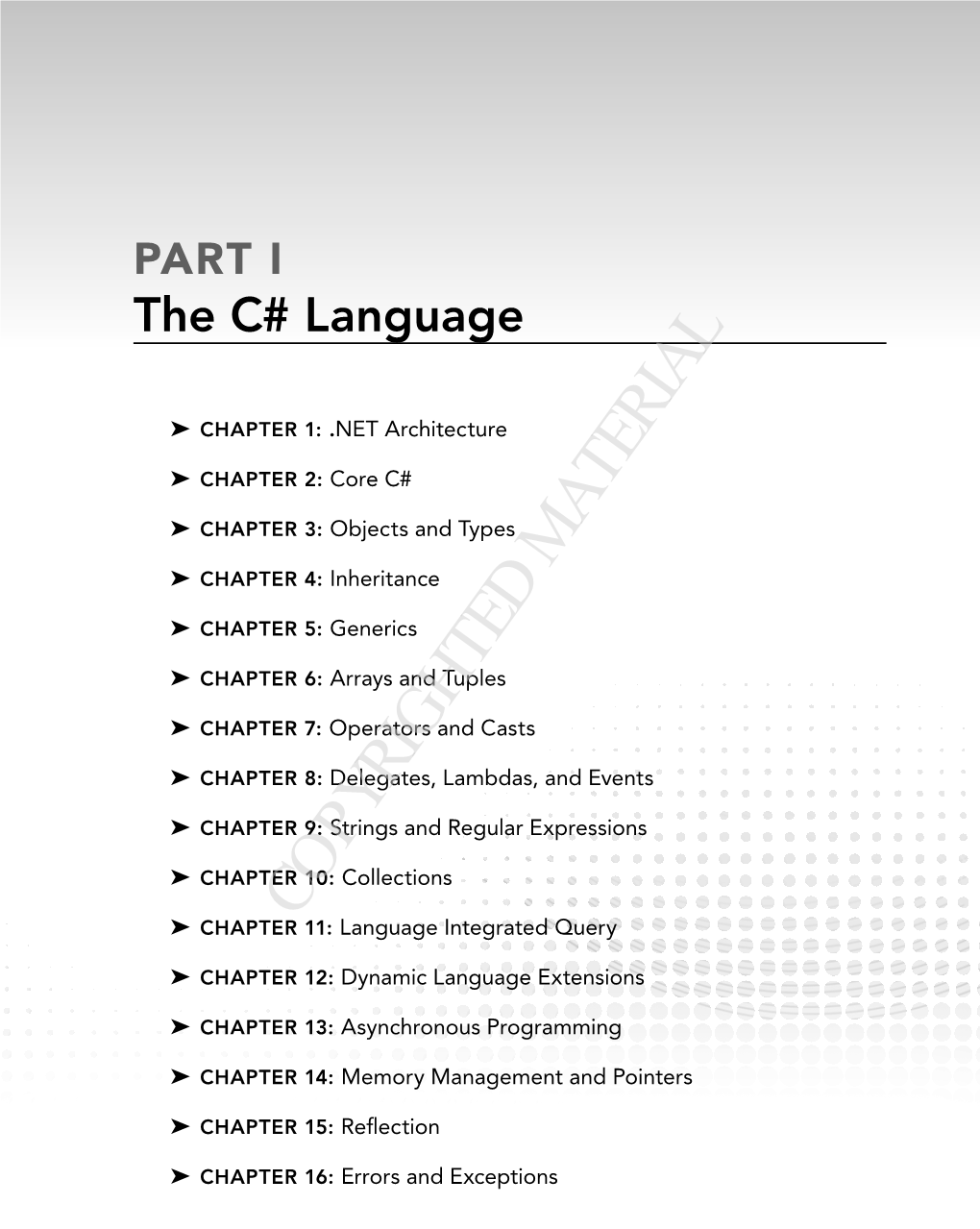 COPYRIGHTED MATERIAL ➤➤ Chapter 11: Language Integrated Query