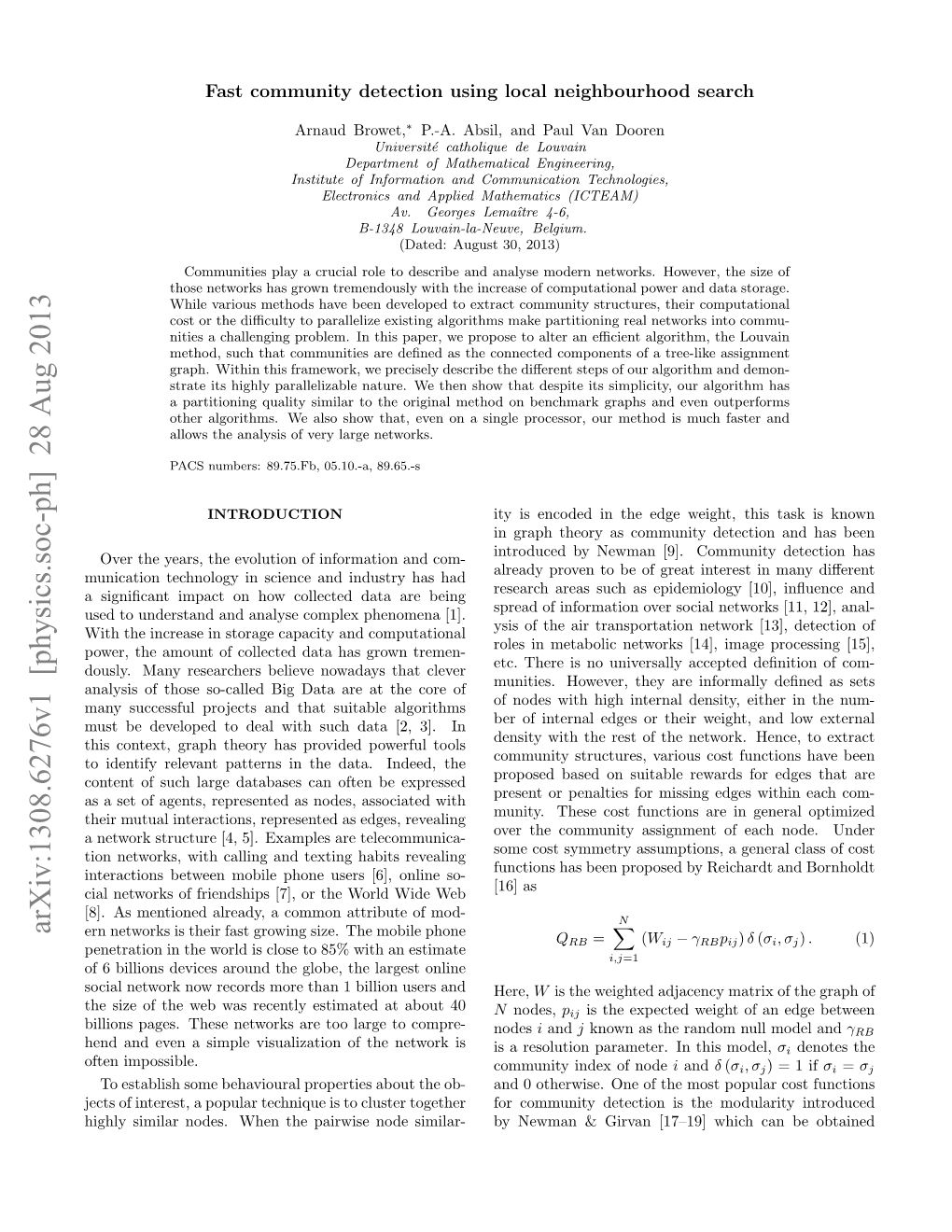 Fast Community Detection Using Local Neighbourhood Search