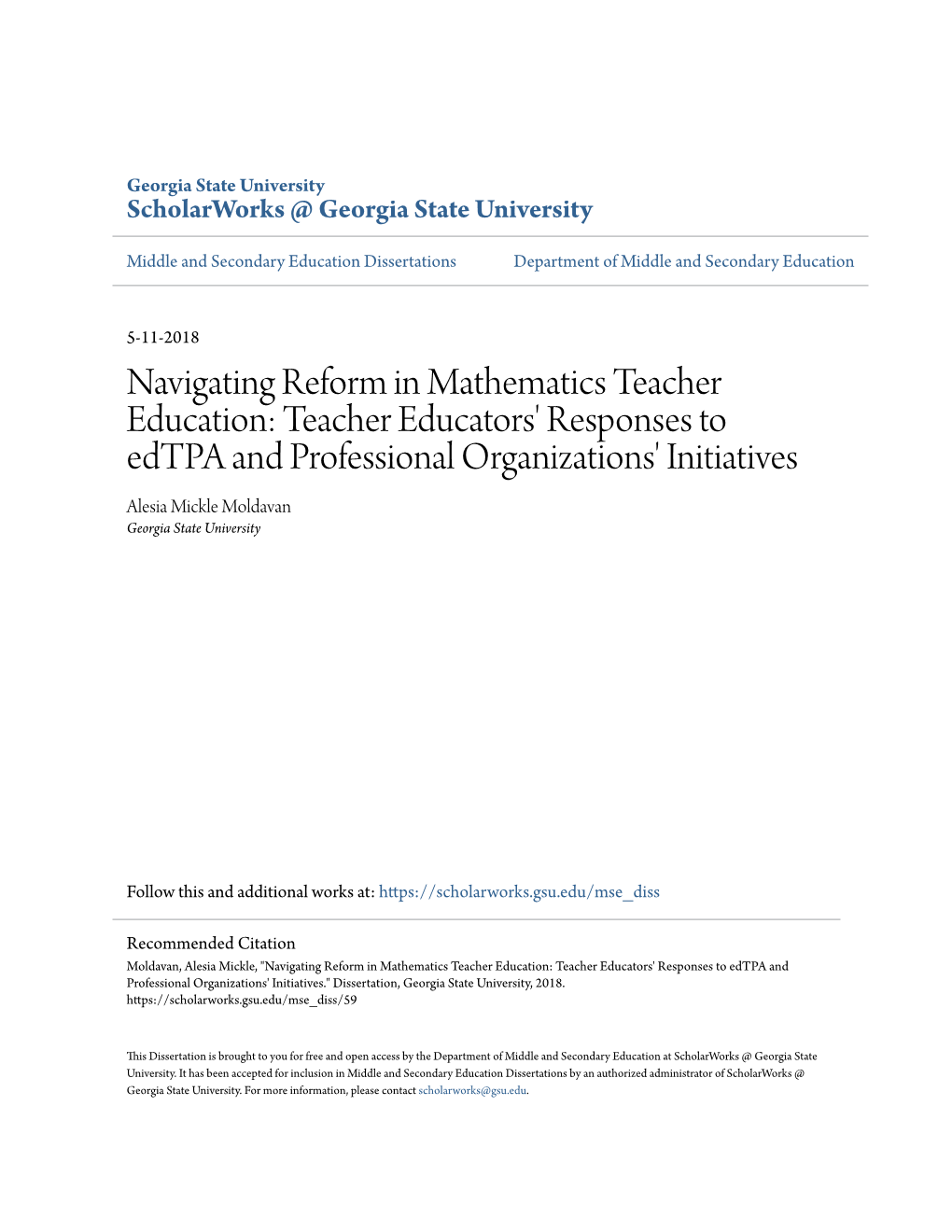Navigating Reform in Mathematics Teacher Education