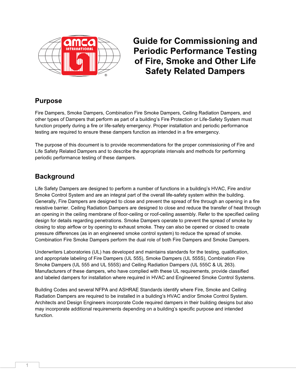 Guide for Commissioning and Periodic Performance Testing of Fire, Smoke and Other Life Safety Related Dampers