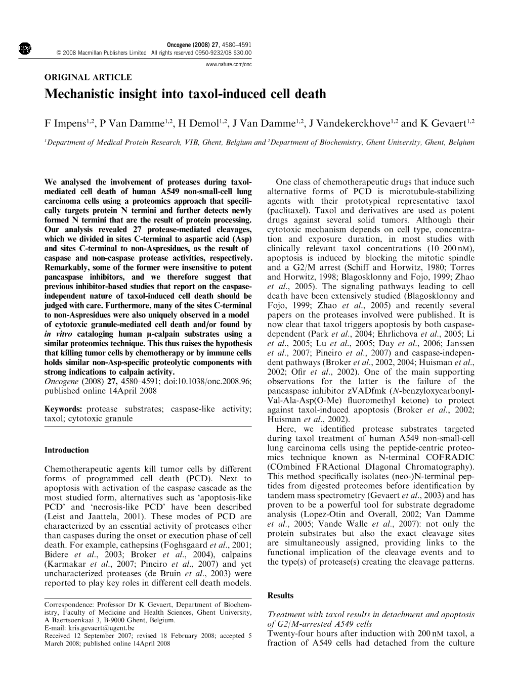 Mechanistic Insight Into Taxol-Induced Cell Death