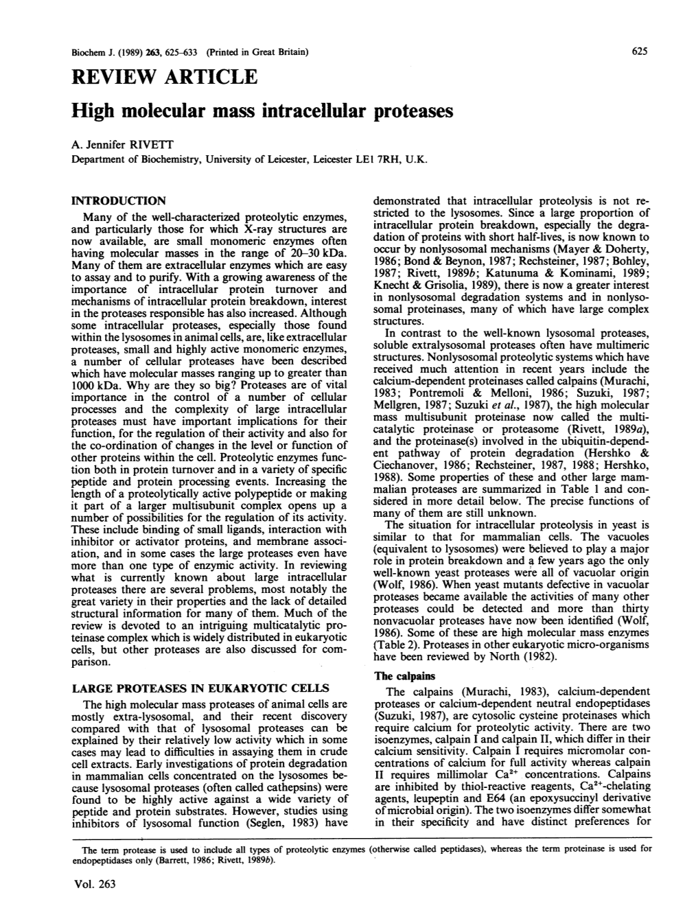 REVIEW ARTICLE High Molecular Mass Intracellular Proteases