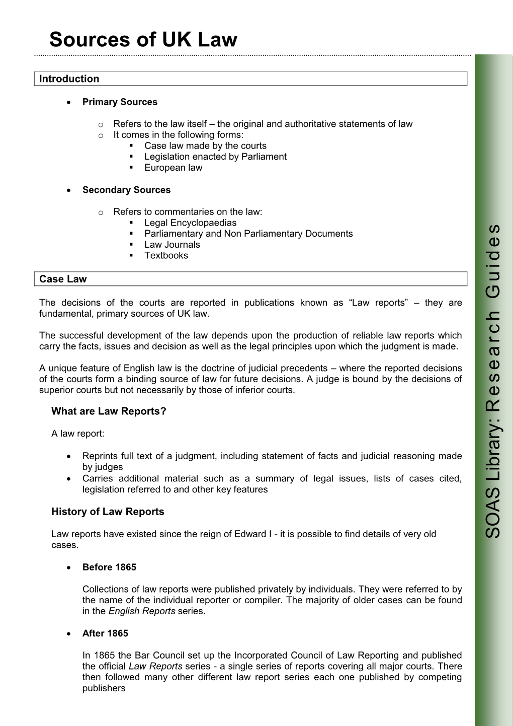 Sources of UK Law